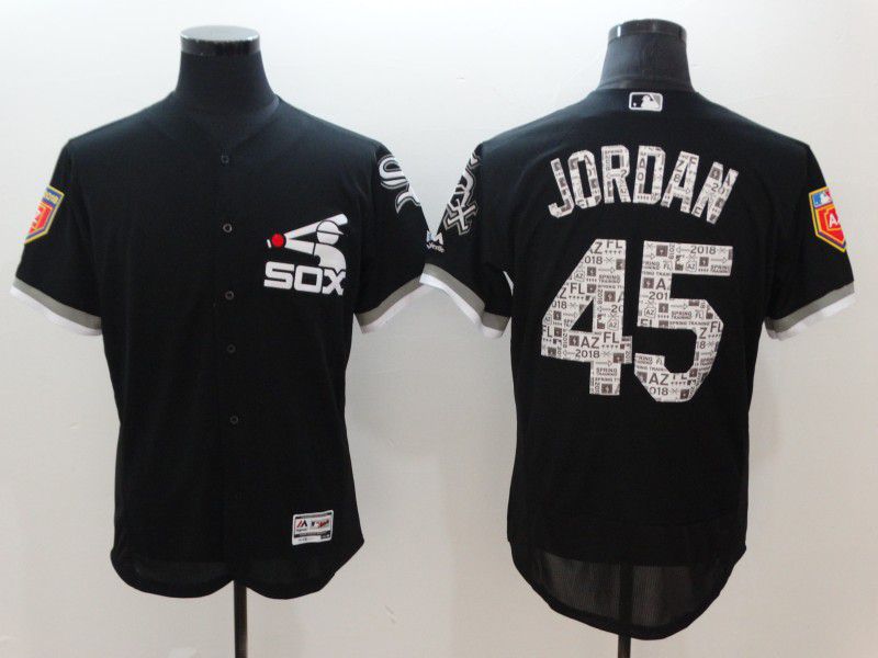 Men Chicago White Sox #45 Jordan Black Elite Spring Edition MLB Jerseys